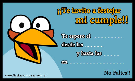 Tarjeta de cumpleaños de Angry Birds azul para imprimir gratis