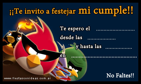 Tarjeta de cumpleaños de Angry Birds Space para imprimir