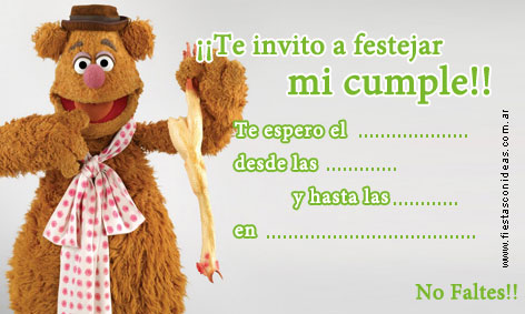 Tarjeta de cumpleaños de los muppets (Fozzie) para imprimir
