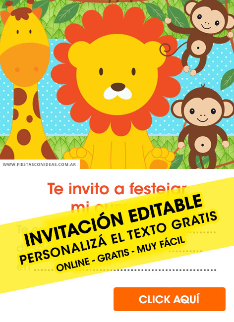 Invitaciones de Animalitos de la selva / Safari / Jungla / Zoo