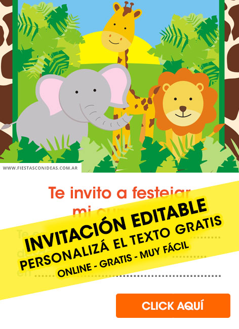 Invitaciones de Animalitos de la selva / Safari / Jungla / Zoo
