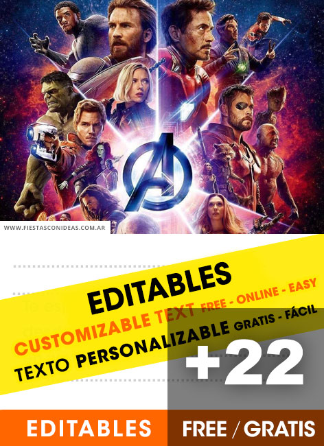 Invitaciones editables de Avengers
