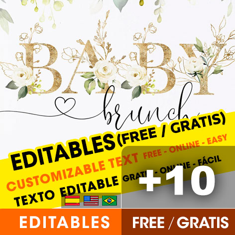 +10 Invitaciones Baby Brunch Baby Shower para Editar Gratis (WhatsApp, PDF e Imprimir)