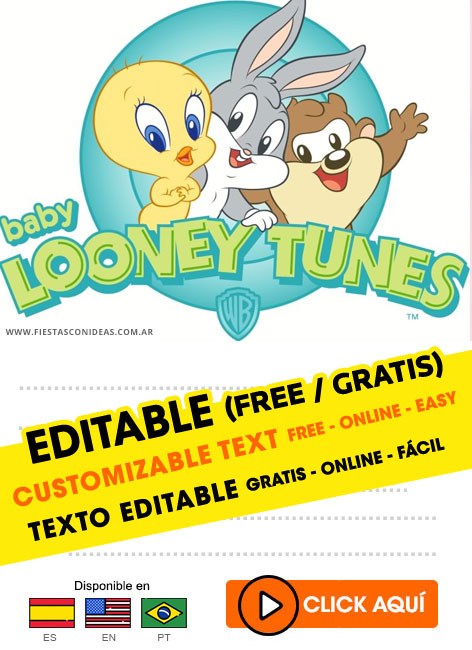 Invitaciones de Baby Looney Tunes