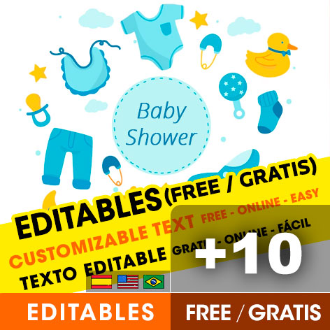 +10 Invitaciones de Baby Shower para niños para Editar Gratis (WhatsApp e Imprimir)