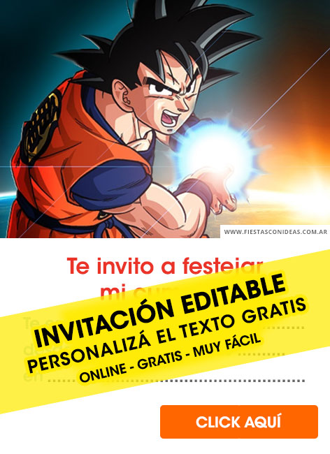 Invitaciones de Goku y Dragon Ball Z