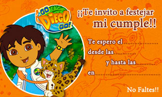 Go Diego Go - Invitación de cumpleaños para imprimir