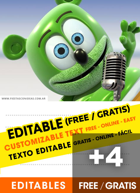 [+4] INVITACIONES de OSITO GOMINOLA gratis para editar, imprimir o enviar por Whatsapp
