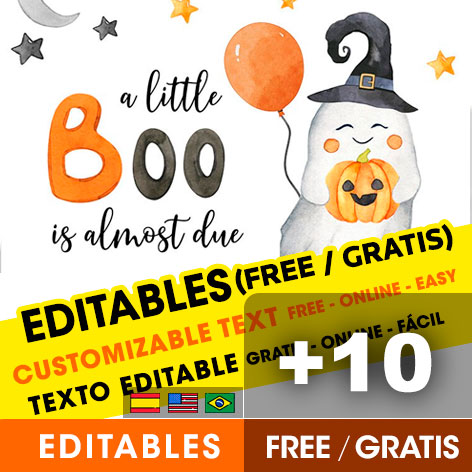 +10 Invitaciones de Baby Shower Halloween para Editar Gratis (WhatsApp e Imprimir)