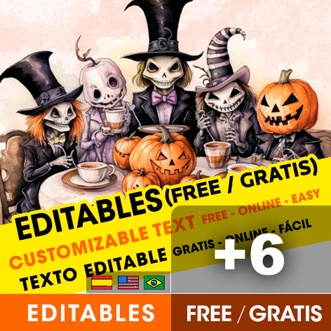 +6 Invitaciones para Fiesta de Té de Halloween para Editar Gratis (WhatsApp e Imprimir)