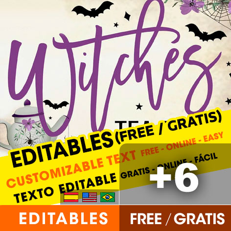 +6 Invitaciones para Día de Brujas (Halloween) para Editar Gratis. WhatsApp, PDF, Imprimir.