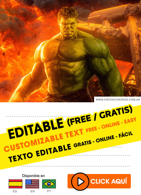 Invitaciones de Increíble Hulk