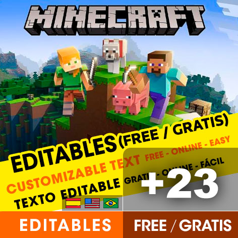 +23 Invitaciones de Minecraft para Editar Gratis (WhatsApp e Imprimir)