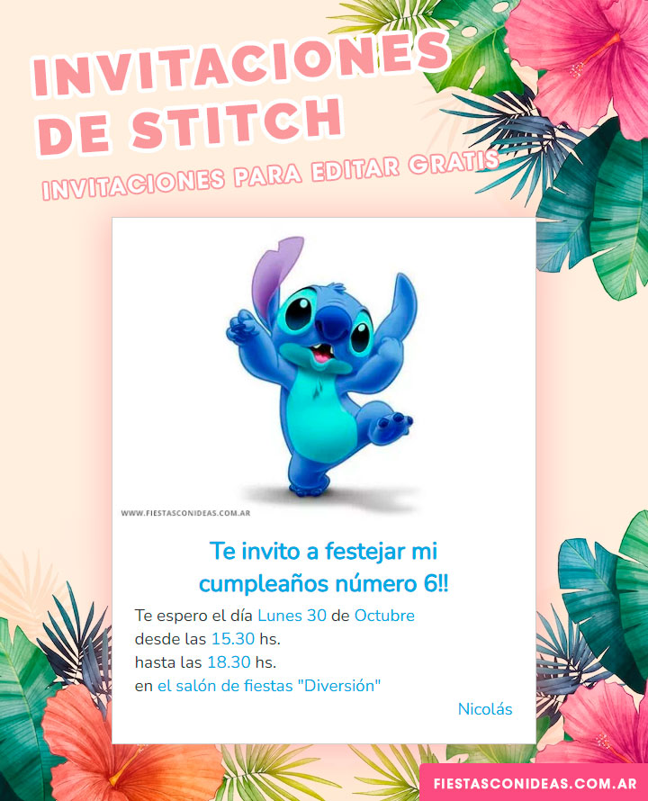 Invitaciones de Stitch para editar gratis.