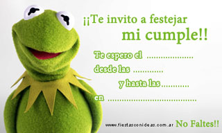 Kermit - Rana Rene - Los Muppets - Tarjetas de cumpleaños para imprimir