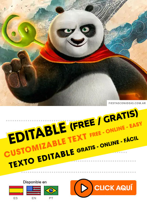 Invitaciones de Kung Fu Panda 4