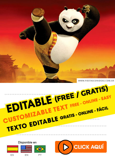 Invitaciones de Kung Fu Panda