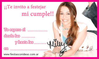 Miley Cyrus - Tarjetas de cumpleaños para imprimir