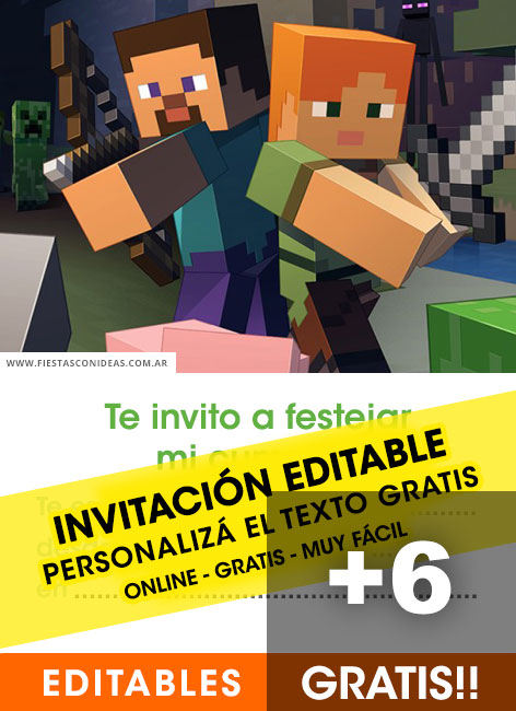Invitaciones editables de Minecraft
