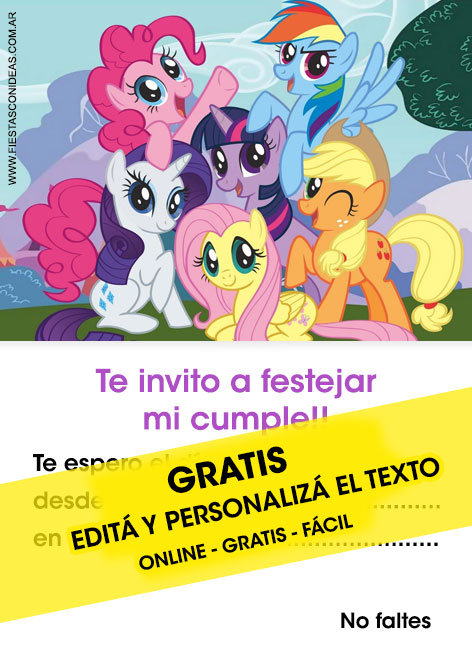 Invitaciones de Mi pequeño Pony