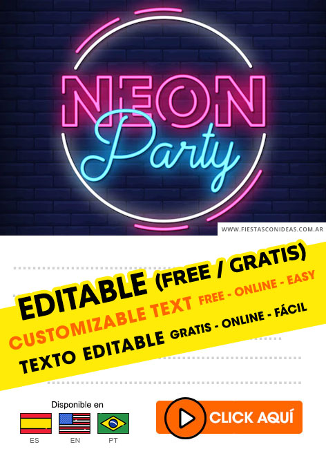 Invitaciones de Neon Party