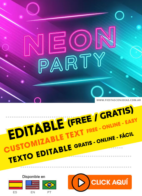 Invitaciones de Neon Party