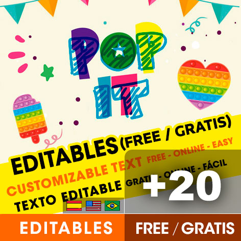 [+20] INVITACIONES de POPIT gratis para editar, imprimir o enviar por Whatsapp