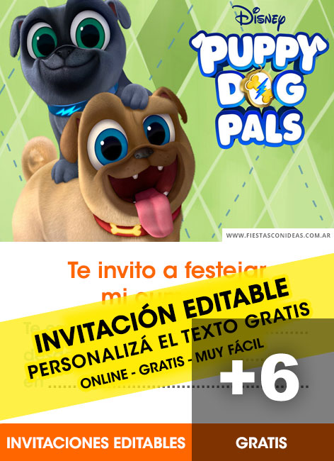 [+6] INVITACIONES de PUPPY DOG PALS gratis para editar, personalizar e imprimir