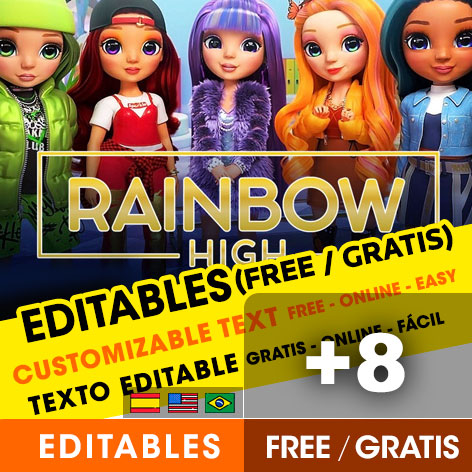 +8 Invitaciones de Rainbow High para Editar Gratis (WhatsApp, PDF e Imprimir)