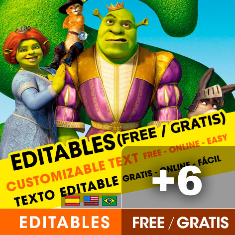 +6 Invitaciones de Shrek para Editar Gratis (WhatsApp e Imprimir)