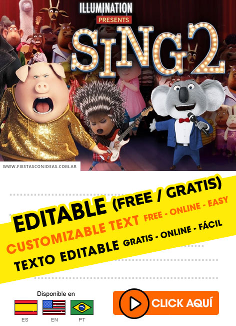Invitaciones de Sing 2 ¡Ven Y Canta De Nuevo!