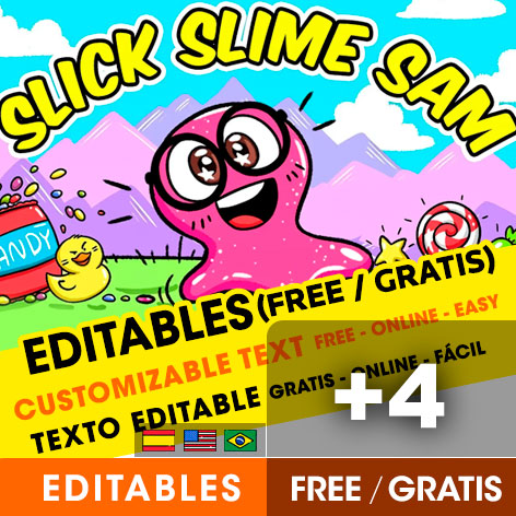 +4 Invitaciones de Sammy el Slime (Super Slick Slime Sam) para Editar Gratis (WhatsApp e Imprimir)