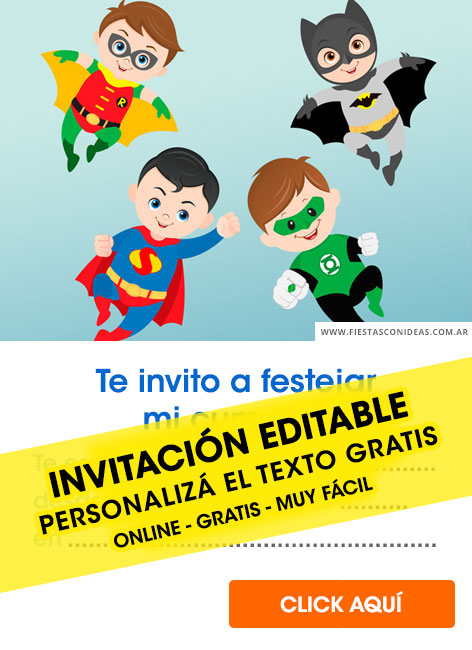 Invitaciones de Superhéroes para niños y niñas