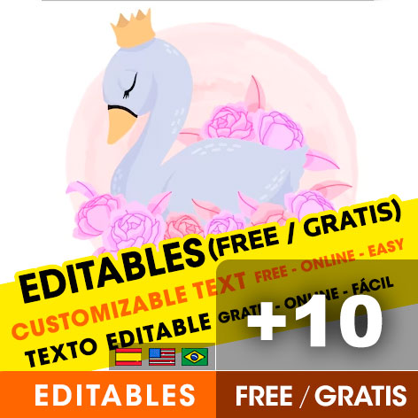+10 Invitaciones de Cisne Princesa para Editar Gratis (WhatsApp e Imprimir)