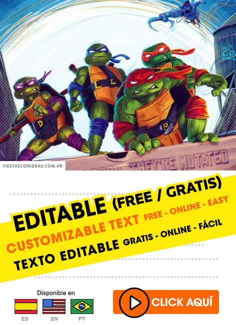 Invitaciones de Tortugas Ninja