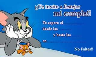Tom y Jerry - Invitaciones para imprimir
