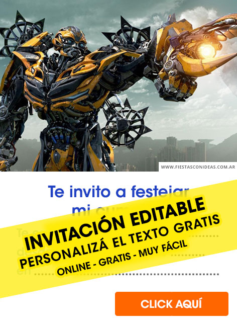 Invitaciones de Optimus Prime y Bumblebee