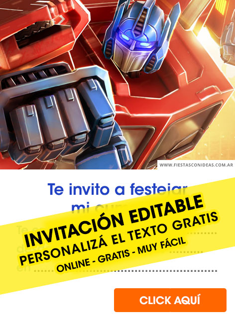 Invitaciones de Optimus Prime y Bumblebee