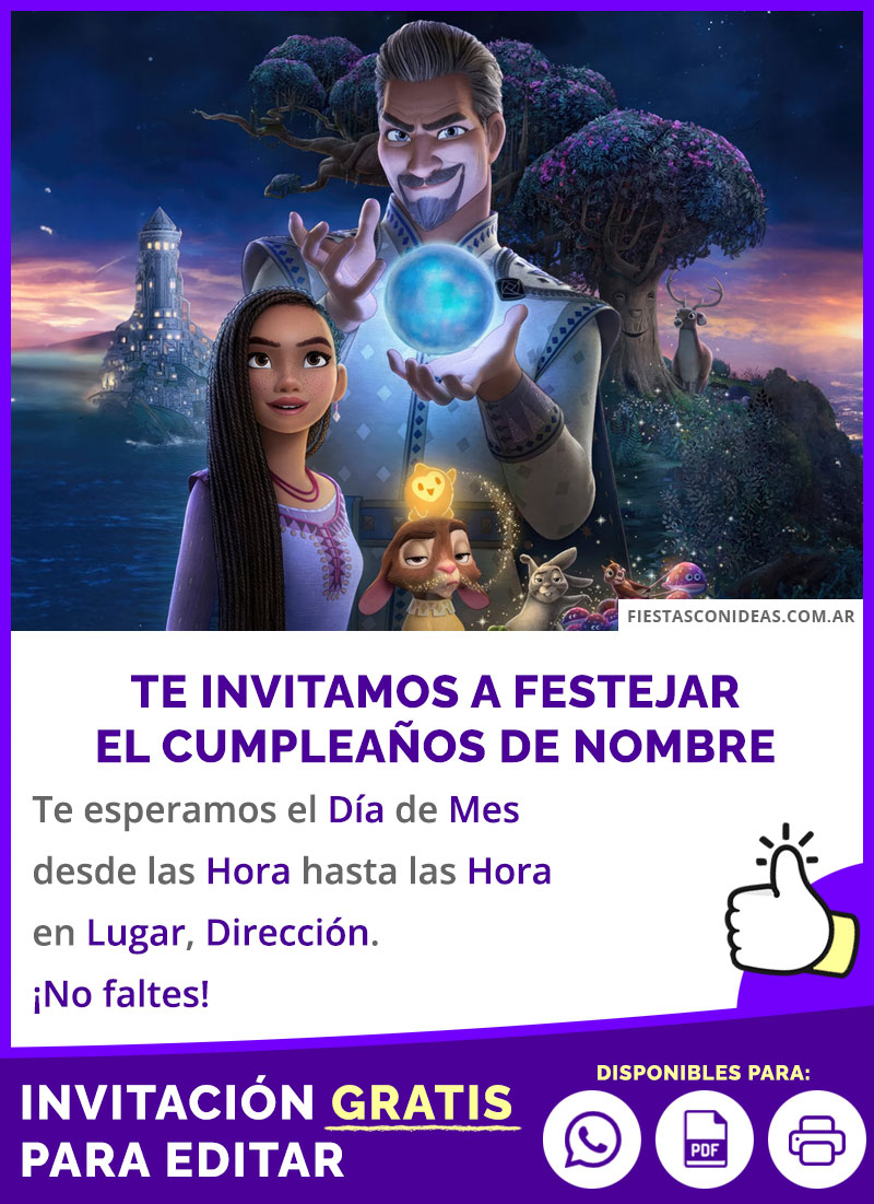 Invitación De Wish El Poder De Los Deseos Poster Pelicula Gratis Para Editar, Imprimir, PDF o Whatsapp