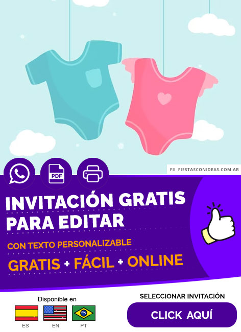 Invitación Baby Shower Mellizos Niña Y Niño Gratis Para Editar, Imprimir, PDF o Whatsapp