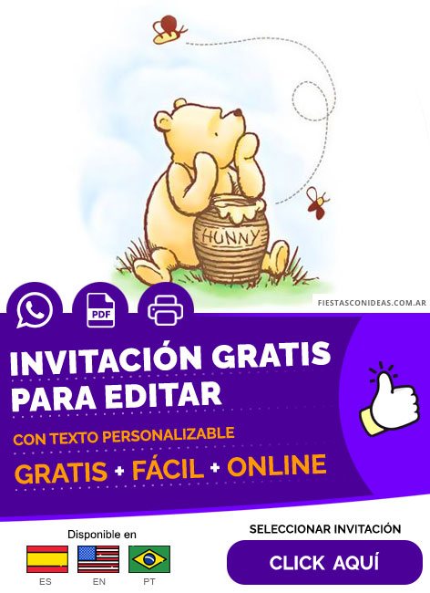 Invitación Baby Shower Sorpresa De Winnie Pooh Gratis Para Editar, Imprimir, PDF o Whatsapp
