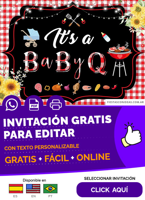 Invitación Baby Shower Temática Bbq Gratis Para Editar, Imprimir, PDF o Whatsapp