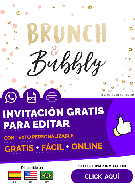 Invitación Brunch And Bubbly Para Baby Shower Gratis Para Editar, Imprimir, PDF o Whatsapp
