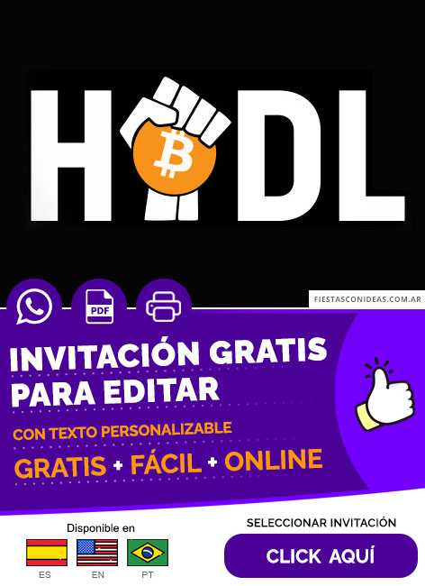 Invitación Cumpleaños Bitcoin Hold Gratis Para Editar, Imprimir, PDF o Whatsapp