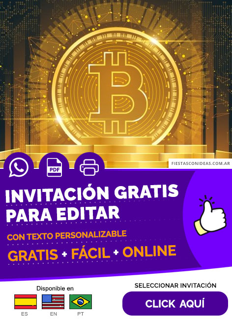Invitación De Cumpleaños De Bitcoin Y Criptomonedas Gratis Para Editar, Imprimir, PDF o Whatsapp