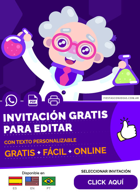 Invitación Cumpleaños Fiesta Cintifica Eureka Gratis Para Editar, Imprimir, PDF o Whatsapp