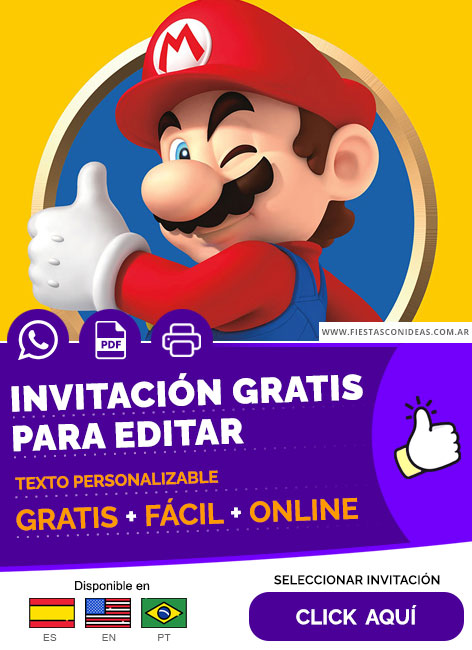 Invitación Cumpleaños Mario Bros Gratis Para Editar, Imprimir, PDF o Whatsapp