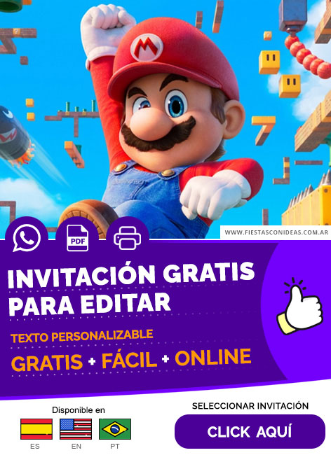 Invitación Cumpleaños Película Super Mario Bros Gratis Para Editar, Imprimir, PDF o Whatsapp