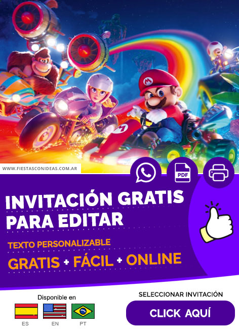 Invitación Cumpleaños Sorpresa Mario Bros Princesa Peach Gratis Para Editar, Imprimir, PDF o Whatsapp
