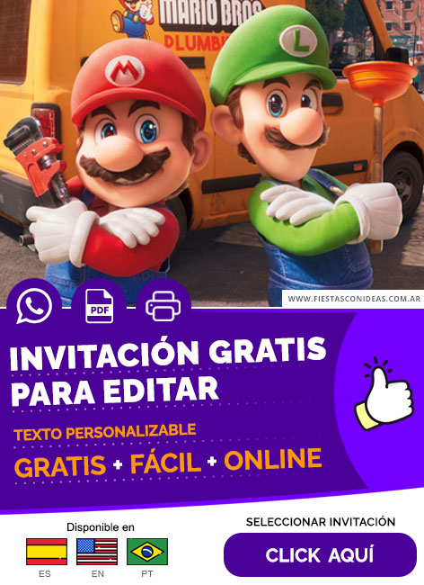 Invitación Cumpleaños De Super Mario Bros Gratis Para Editar, Imprimir, PDF o Whatsapp